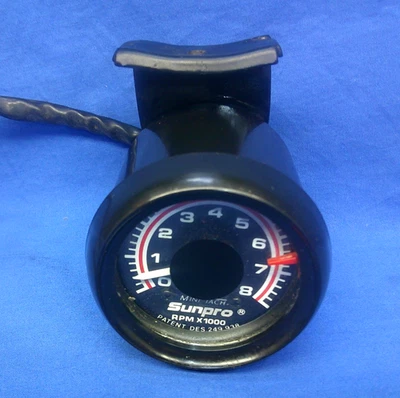 Vintage Sunpro 2-1/2" Mini Tach 8K RPM Tachometer Column Mount Cup Day 2 Hot Rod - Image 1 of 4