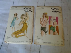 TWO Vintage 1970's Women's KWIKSEW Lingerie Sewing Patterns Slip & Panties - Picture 1 of 7