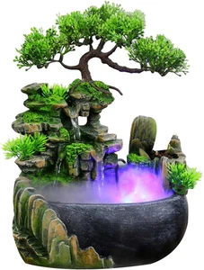 Fontana Da Interni Con Illuminazione a LED, Verde, Cascata Con Nebbia, 28 X 15 X - Foto 1 di 12