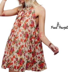 Free People Damen Minikleid Plissee Fit Flare Blumen Größe XS - Bild 1 von 5
