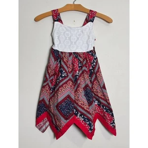 Blueberi Boulevard Girls Sun Dress Size 5 Handkerchief Hem American Summer Boho - Picture 1 of 6