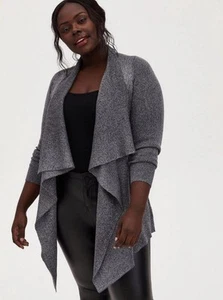 Torrid Knit Cardigan Sweater Women Plus Size 2X Silver Gray Open Front Casual - Picture 1 of 12