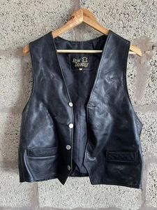 Vintage Leder Motorrad Weste/Schnitt Schwarz Herren L Large - Bild 1 von 5