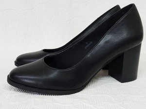 Marks and Spencer Womens Court Shoes UK Size 5 Black Colour Chunky Heels - Picture 1 of 6