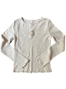 Liimited Too Girl’s Top Size 7 Long Sleeves Stretch Off White Gray Heather - Picture 1 of 9
