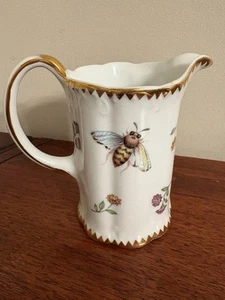 I. Godinger & Co Primavera Porcelain Creamer w/22K Trim Floral w/Bees Dragonfly - Picture 1 of 8