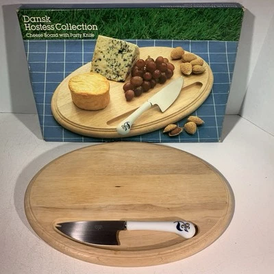 Juego de colección de anfitrionas Dansk de colección tablero de queso y cuchillo de fiesta con mango de cerámica Foto 1 de 4