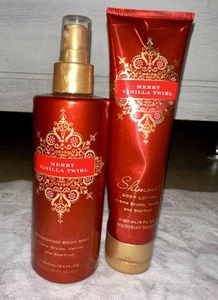 New 🎄Victorias Secret Merry Vanilla Twirl Shimmer Body Lotion & Body Spray RARE - Picture 1 of 5