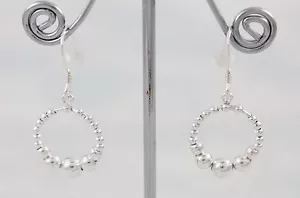 Rounds ~15 mm with Graduated Balls 2 to 4.5 mm on Hook Earrings Sterling Silver - Picture 1 of 2