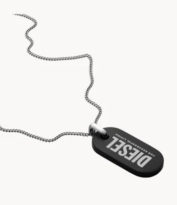 Diesel NUEVO CON ETIQUETAS NUEVO EN CAJA Collar Etiqueta de Perro Acero Inoxidable Negro Foto 1 de 3