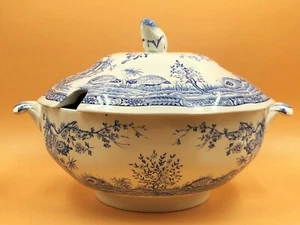 Porta servizio ceramica antica blu e bianca quaglia Furnivals. c1913.  - Foto 1 di 7