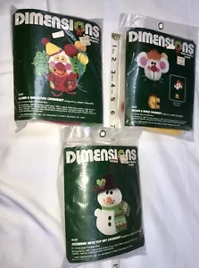 vintage dimensions needlepoint kits Lot Of 3 Mouse Snowman puffie stuffins NIP - Picture 1 of 10