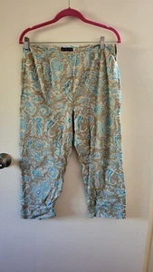 Hillard & Hanson Pedal pushers pants Turquoise blue cropped pant size 12 - Picture 1 of 5