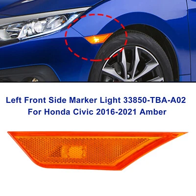 Left Front Side Marker Light 33850-TBA-A02 For Honda Civic 2016-2021 Amber S11 - Image 1 of 4