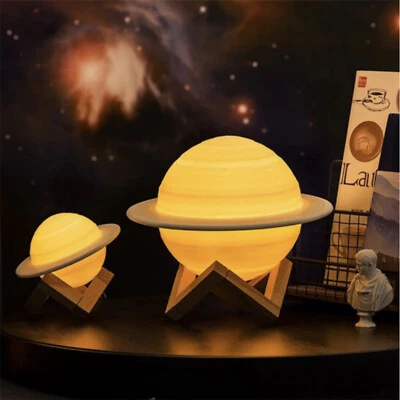 Lámpara Luna Saturno Regalo Bebé Guardería Noche Luz para Dormitorio Impresión 3D Saturno Decoración Foto 1 de 4
