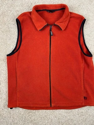 Chaleco polar Woolrich Polartec para hombre grande cremallera completa cordón cuello rojo Foto 1 de 4