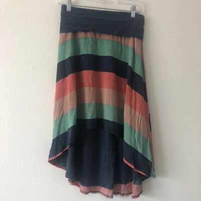 ESPLÉNDIDO Para Mujer Jersey a Rayas Falda Alta Baja Azul, Naranja, Negro Talla Pequeña S Foto 1 de 4