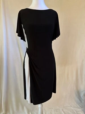 American Living black/white flutter sleeve pull-on stretchy dress, Sz 8 - Image 1 of 4