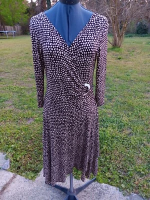 Vestido envolvente COldwater Creek marrón y crema 10 Foto 1 de 4