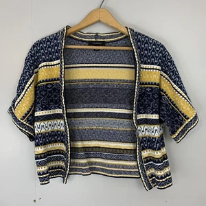 Atmosphere Open Cardigan Aztec Striped Medium Blue Yellow White Oversized - Picture 1 of 8