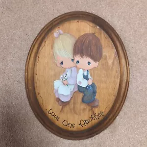 Precious Moments Love One Another Wooden Oval Wall Hanging Art - Picture 1 of 5
