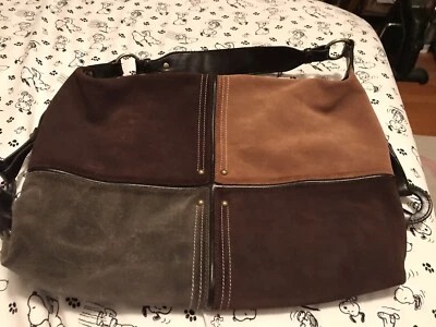 A.N.A A NEW APPROACH Varios BOLSO HOBO MARRÓN-GAMUZA Y VERDE NUEVO Foto 1 de 4