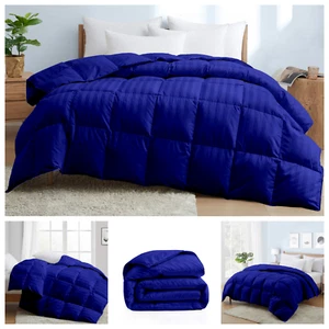 Australian Comforter Down Alternative 100% Cotton Royal Blue Stripes - Picture 1 of 12
