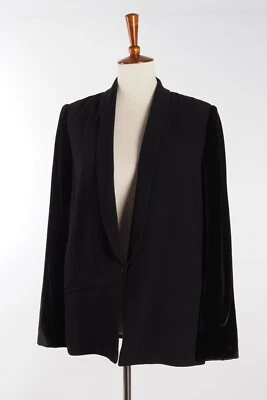 MAJE Women's Lightweight Black Velour Sleeve Blazer Jacket 38 US8 M #W3 - Image 1 of 4