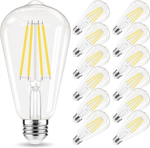 Edison Bulbs 60 Watt LED, E26 LED Bulb Non-Dimmable, 4000K Daylight White, ST58 - Picture 1 of 7