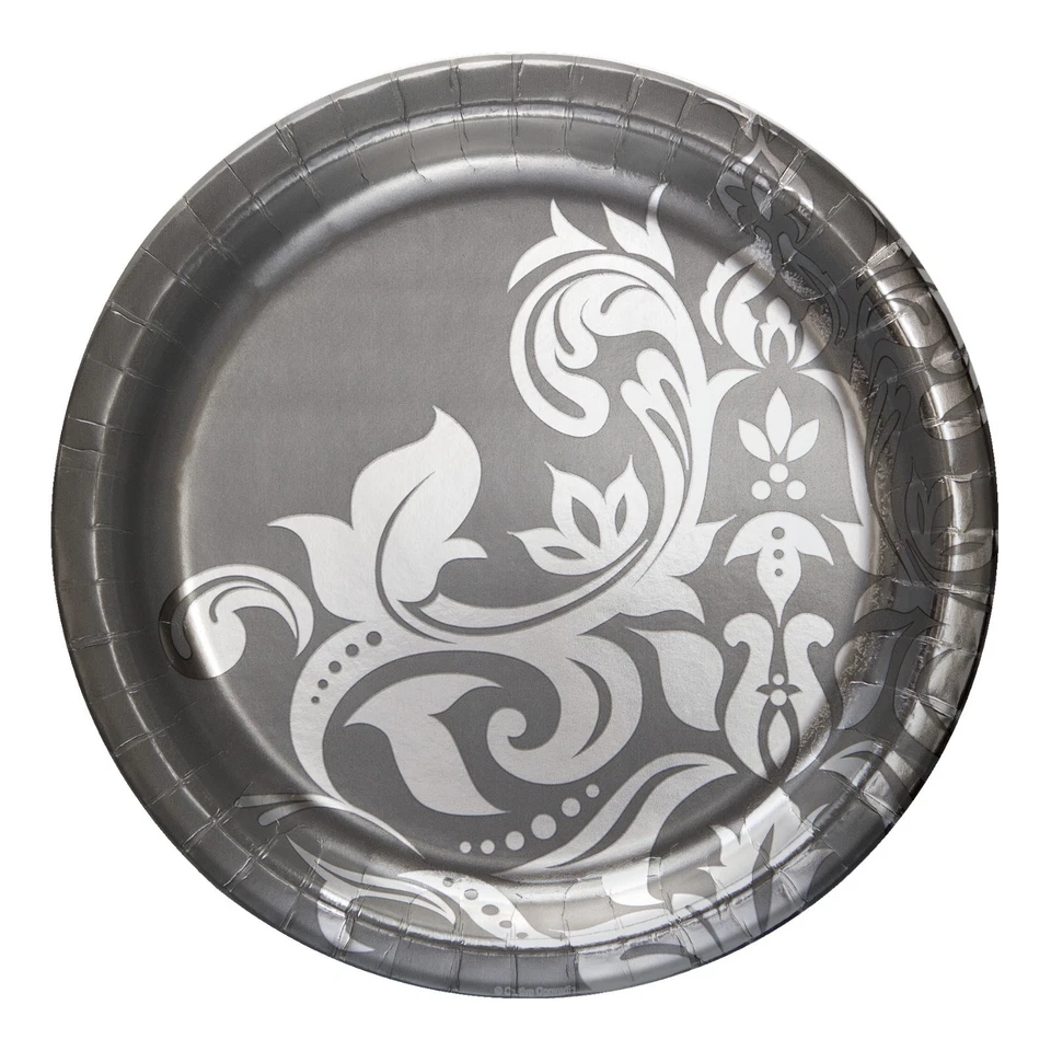 Silver Plates Anniversary Paper Plates 10" Dinner 25th 18ct - Image 1 of 1