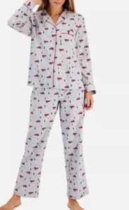 Charter Club Intimates Women's XL Cotton Flannel Pajama Set Button Up Holiday - Picture 1 of 7