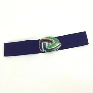 80s Vintage Elastic Large Buckle Belt Womens Small Purple Motion East - Picture 1 of 5