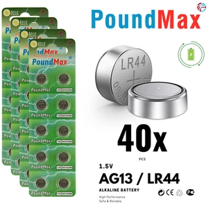 PoundMax AG13 LR44 Batteries 1.5v Alkaline Button Battery Combo Pack - 40 Count - Picture 1 of 9