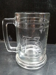 Vintage etched TZ Clear Glass Beer Stein Mug Handled Drinking Meade 5⅛” Ribbed - Picture 1 of 12