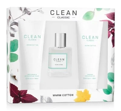 Eau de Parfum Spray Clásico Limpio 3 Piezas ALGODÓN CÁLIDO + Loción Corporal Foto 1 de 2