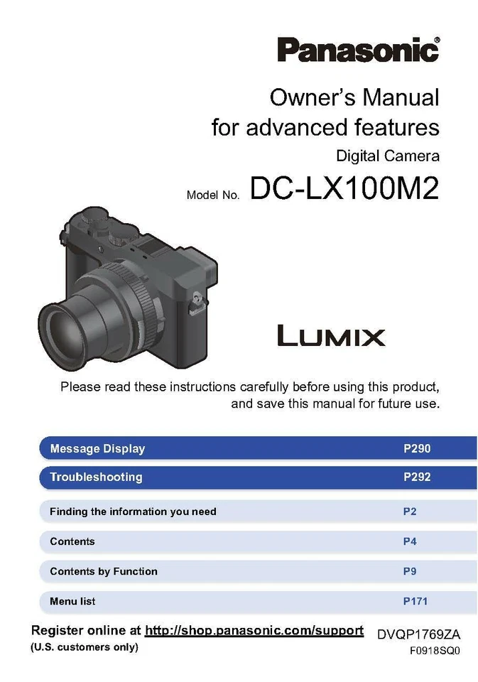 PANASONIC LUMIX DMC-LX100 MK2 MANUALE DI ISTRUZIONI STAMPATO GUIDA UTENTE 308 PAGINE A5