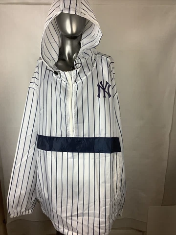 Genuine Merch NewYork Yankees 1/2 Zip Pinstripe Windbreaker Hoodie Sz 6XL NWT* Cover