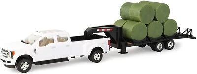 TOMY 1:32 SCALE FORD F-350 TRUCK WITH TRAILER & HAY BALES - Image 1 of 2