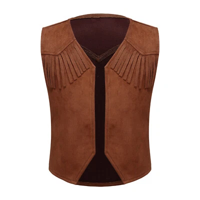 Cowboy Western Costume Kids Boys Girls Waistcoat Vest with Bandanna and Hat Sets - Image 1 of 3