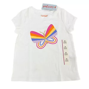Cat & Jack Toddler Girls Size 3T Crewneck Butterfly T-Shirt White NWD - Picture 1 of 10