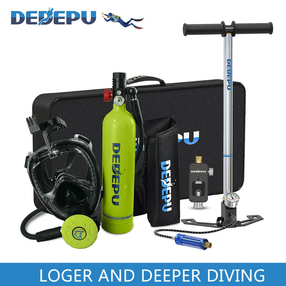 DEDEPU Scuba Diving Kit 1L Oxygen Tank Full Face Diving Mask Set Dive Equipment - Image 1 of 4