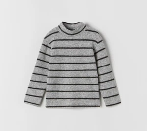 ZARA T-SHIRT A RIGHE SOFT-TOUCH bambina 6-9 mesi grigio marna - Foto 1 di 3