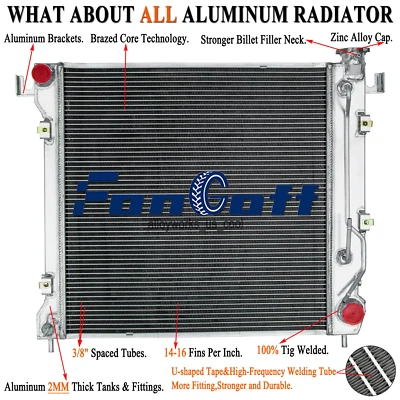 For 1997 1998 1999 Dodge Dakota Durango 3.9L 5.2L 5.9L Aluminum 2-Row Radiator Foto 1 de 4