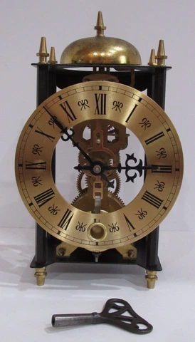 Sketeton Clock with Visible Movement 8-Day, Time/Bell Strike, Key-wind Cover