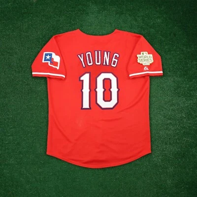 Michael Young 2011 Texas Rangers World Series Men's Alt Red Jersey (S-3XL) - Image 1 of 4
