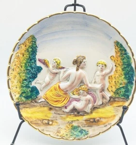 Targa da parete statuina Capodimonte vintage placca angelo cherubino Italia - Foto 1 di 11