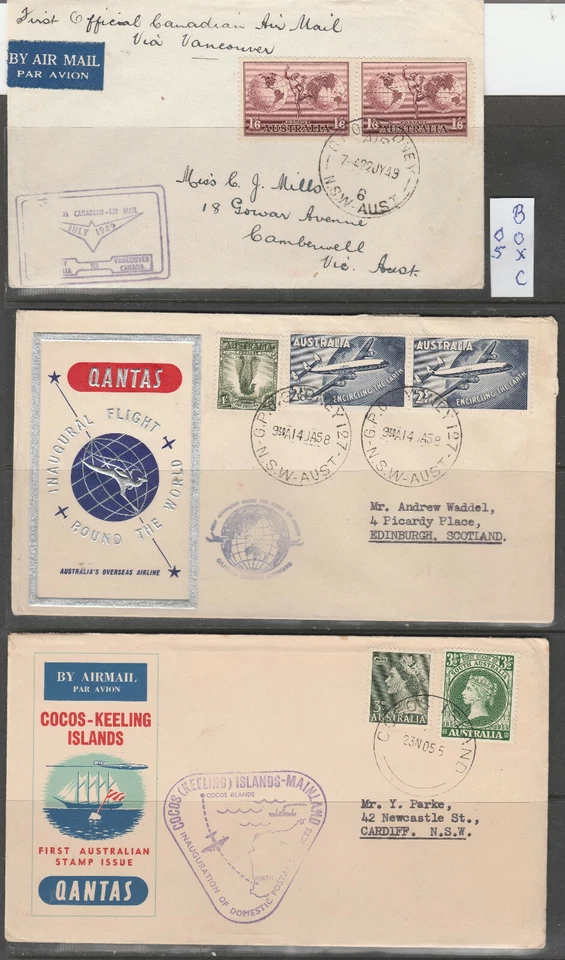 AUSTRALIA Airmail to....(3) VFU L%$K Box C 05 - image 1 of 1