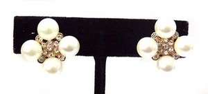 Clip-on Faux Pearl 1 inch Earrings - Picture 1 of 2