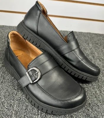 Mocasín Nurse Mates para mujer talla 9,5 con hebilla de margarita negro almohada superior zapatos cómodos Foto 1 de 4