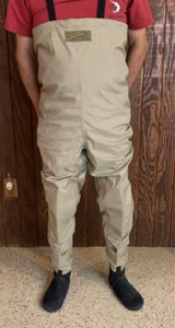 MEN'S  DRY-PLUS  KHAKI STOCKING FOOT FISHING WADERS SIZE SMALL - Picture 1 of 9